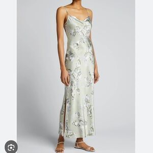 VINCE Hazy Blossom Cowl-Neck Slip Dress